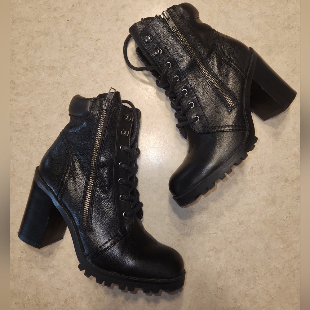 ALDO Black Heeled Leather Boots